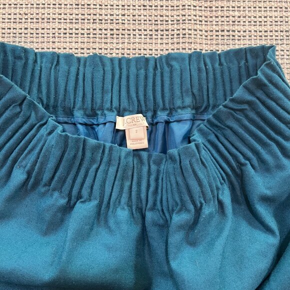 J.Crew Blue Wool Blend Mini Skirt Size 2 Pockets Lined Pull-On Style 17" Length - Picture 2 of 5